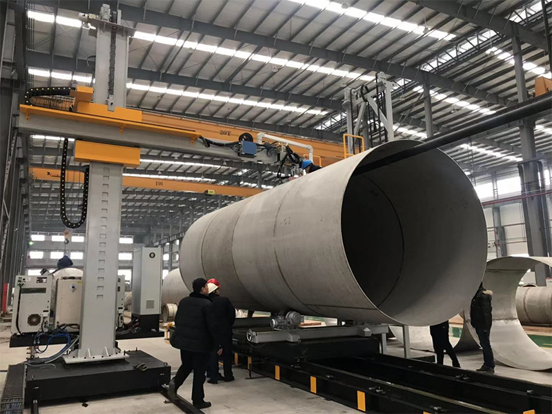Welding workshop for supergravity heat pump distillation equipment, rotating packed bed components and weld inspection