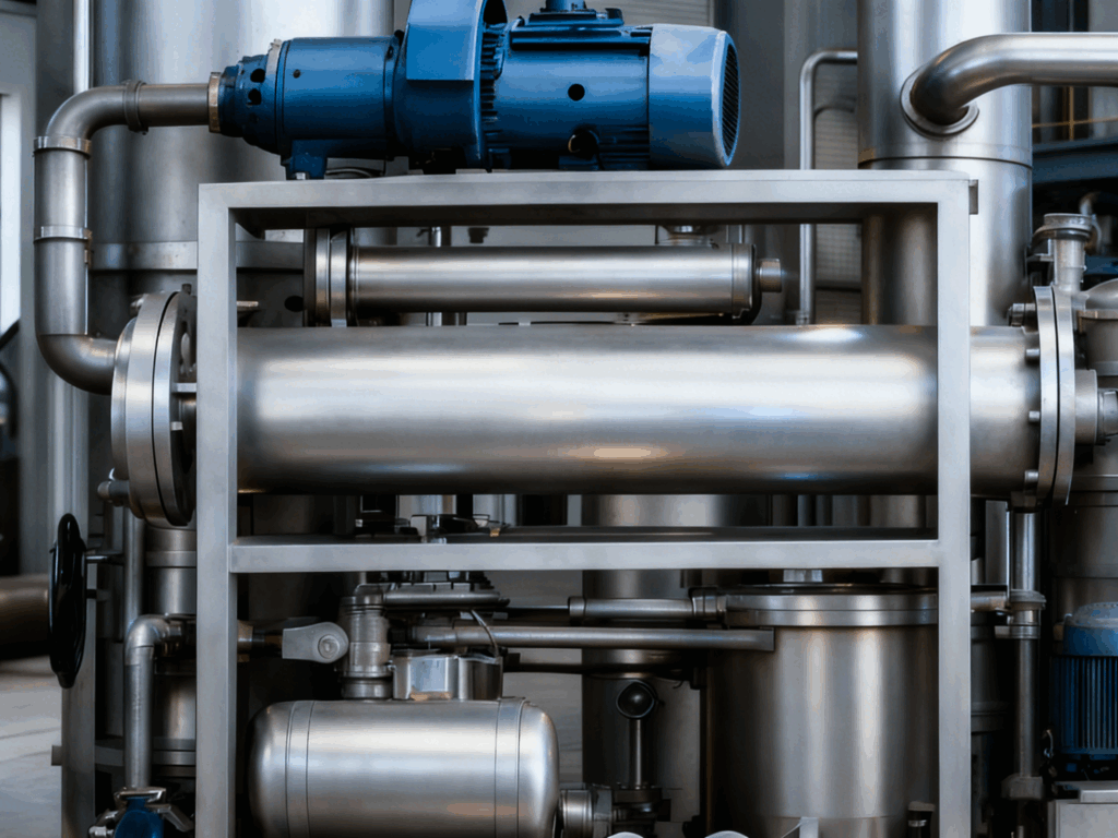 High-efficiency heat pump unit providing closed-loop energy recovery for distillation system